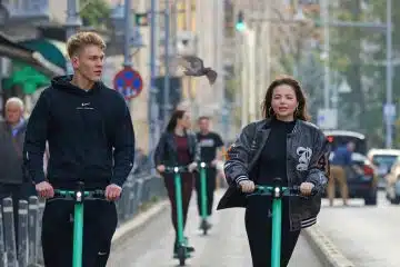 people, walk, electric scooters