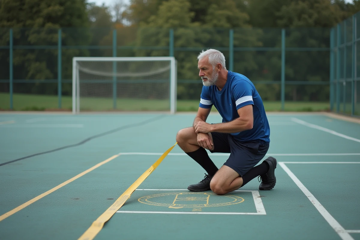 Arbitre homme vérifiant un plan de terrain en extérieur