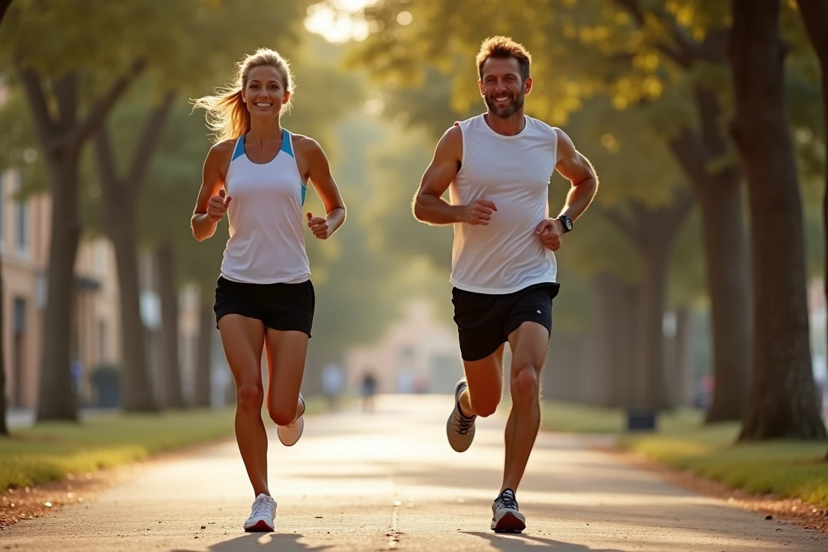 Coache sportive accompagnant un client en séance de running en extérieur à Montpellier