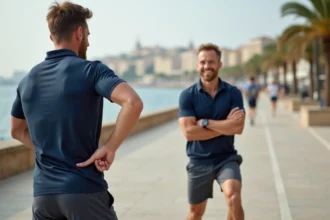 Coach sportif à Toulon encadrant une séance d'entraînement en plein air sur la promenade du front de mer