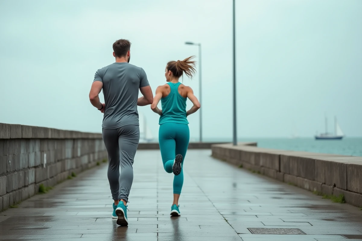 Séance de coaching sportif en plein air sur le front de mer à Brest avec entraînement cardio minceur