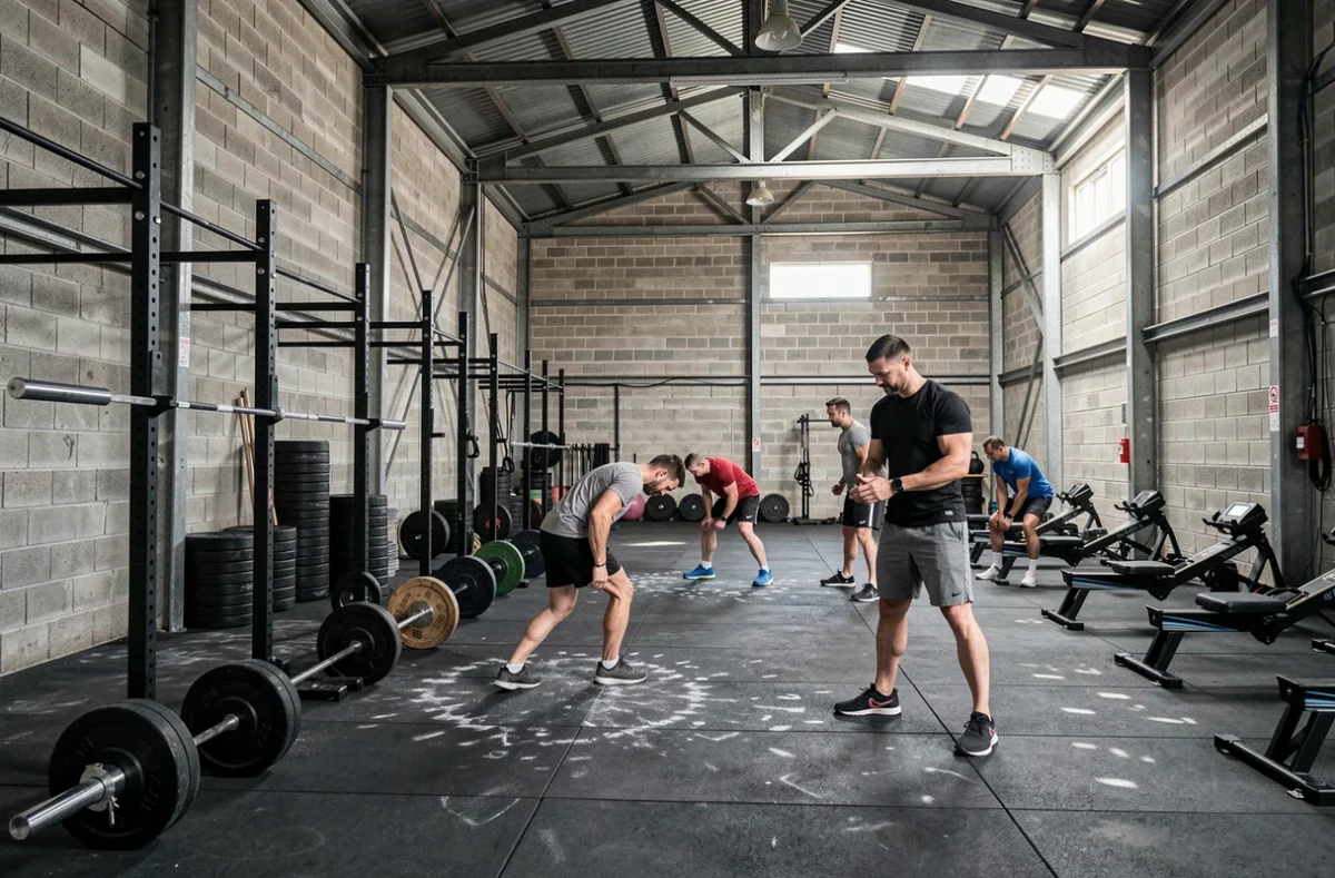 Box CrossFit Vitrolles avec espace entraînement fonctionnel, barres de traction et haltères olympiques