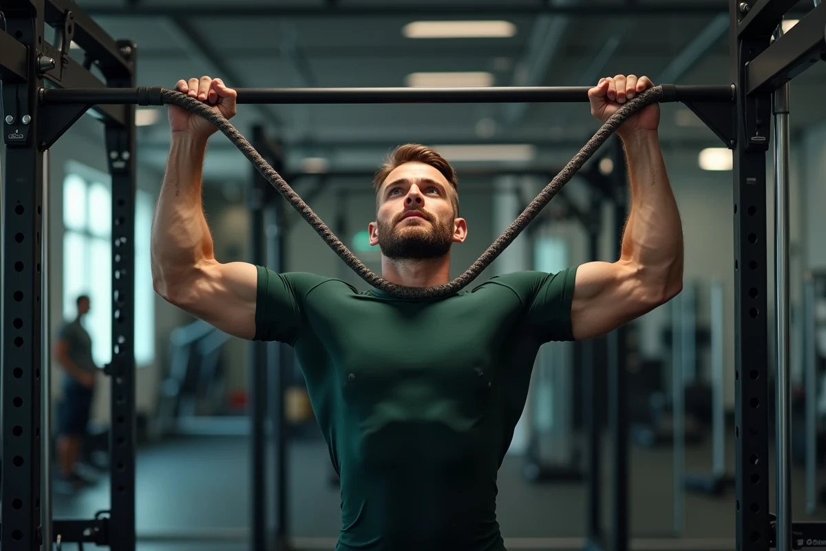 Homme réalisant un face pull à la poulie pour cibler les muscles du haut du dos et des épaules