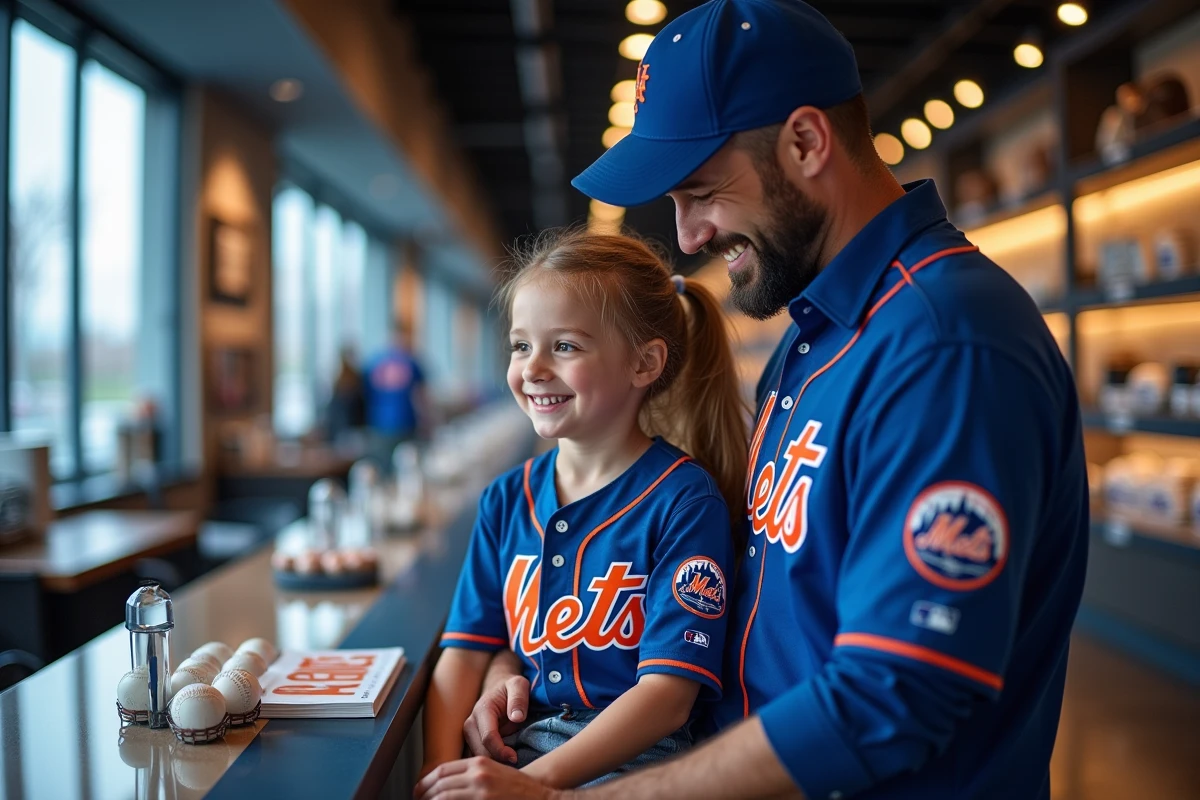 Famille française admirant des souvenirs Mets
