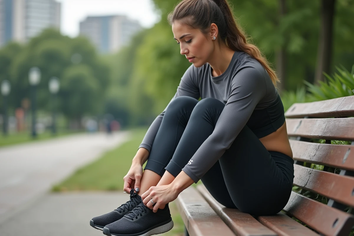 Femme en pleine séance de course en extérieur
