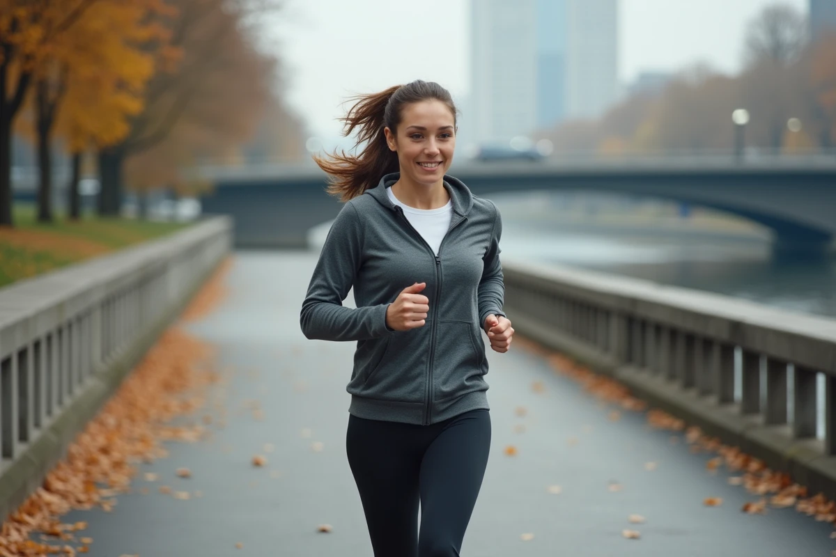 Femme joggeuse consultant son tracker de fitness lors d'un entraînement en extérieur en ville