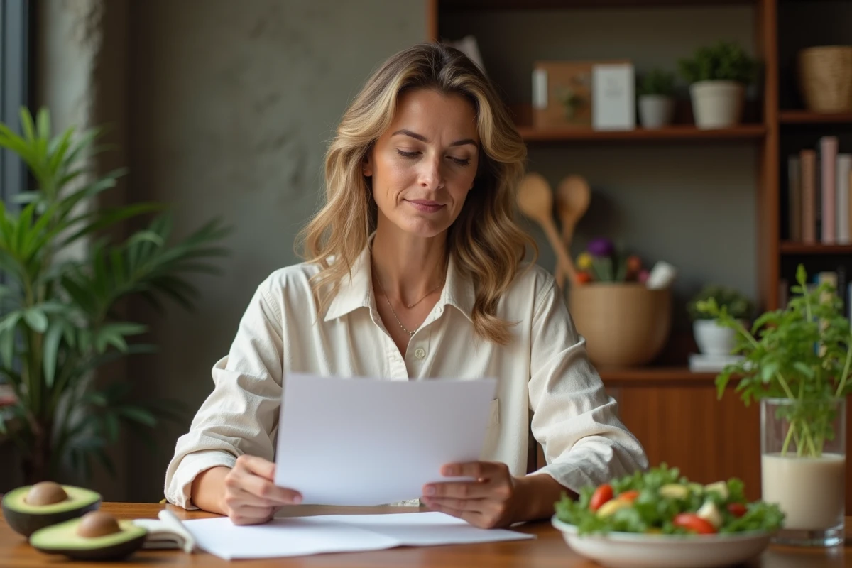 Femme consultant un plan alimentaire équilibré pour réduire le ventre en quelques jours