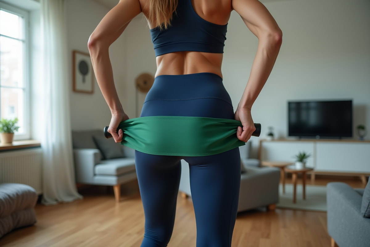 Femme sportive en leggings et resistance en action