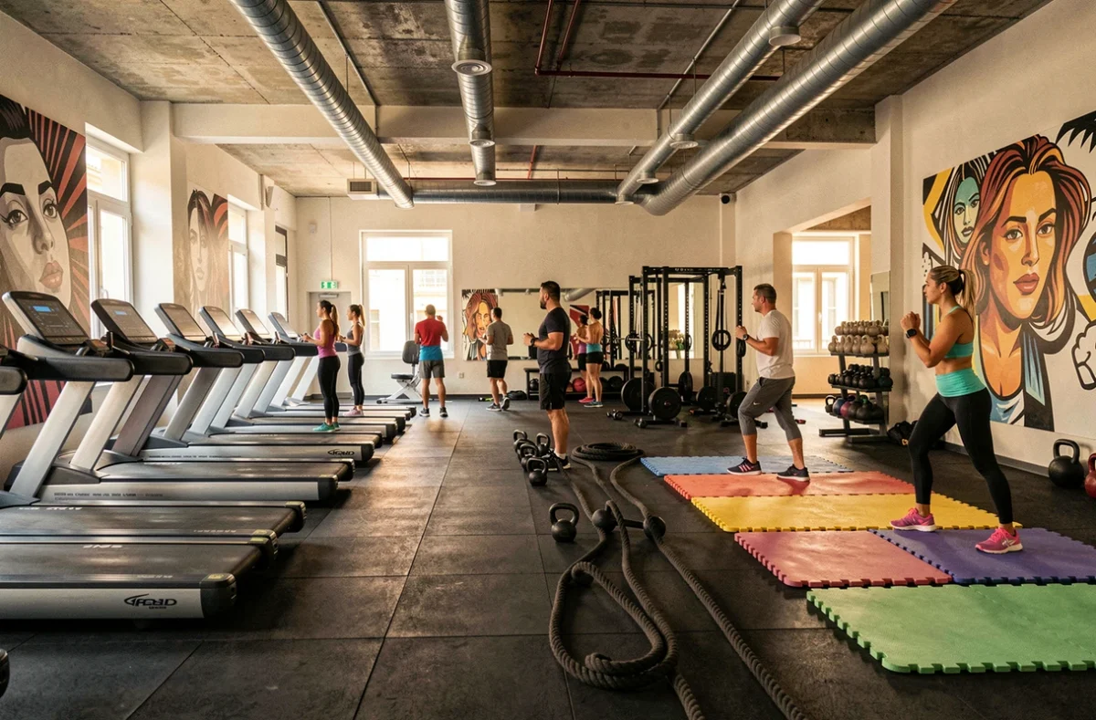 Espace fitness moderne du Fitness Park La Valentine avec zone cardio, musculation et entraînement fonctionnel