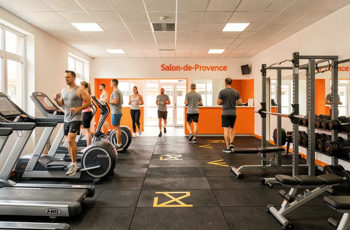 Intérieur du Fitness Park Salon-de-Provence avec équipements cardio, zone musculation et accueil