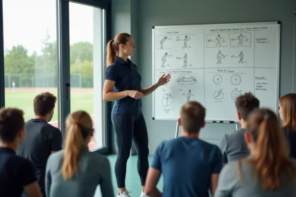 Formatrice certifiée CQP coach sportif animant un cours théorique dans une salle de formation sportive