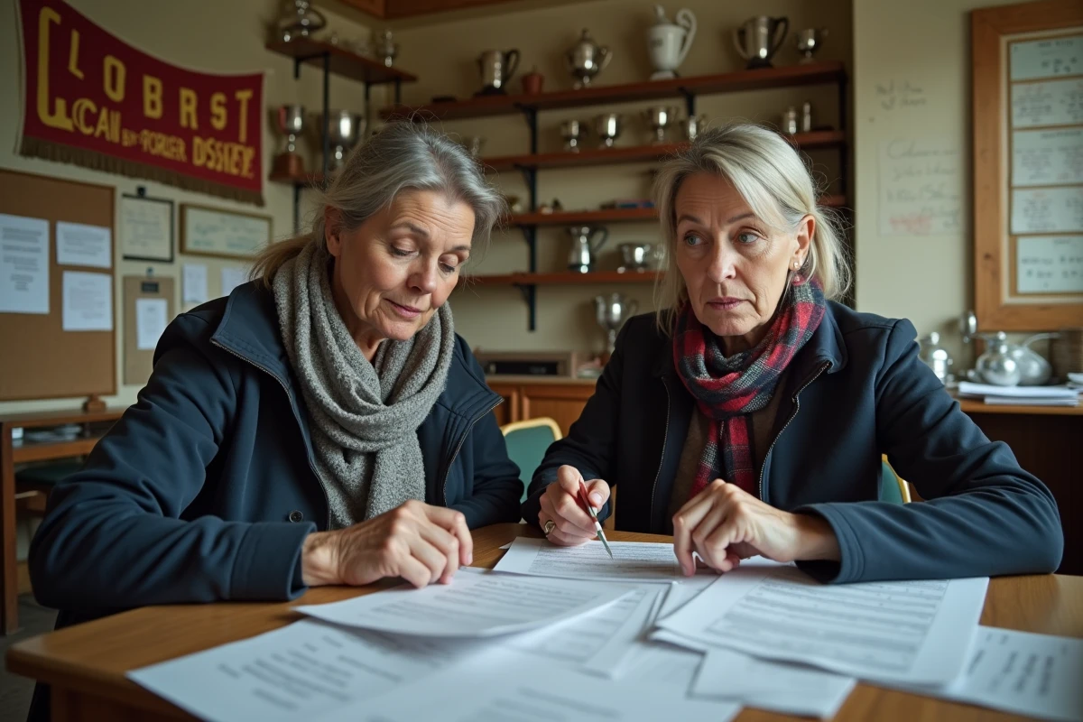 Deux femmes gestionnaires de club examinant des documents