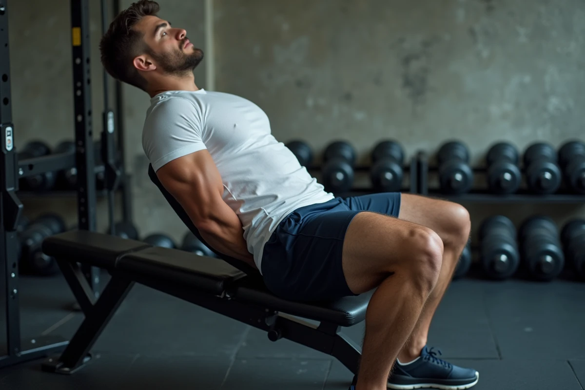 Homme réalisant un hip thrust avec haltère pour renforcer les muscles fessiers