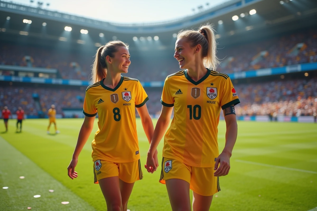 Joueuses de football souriantes après le match