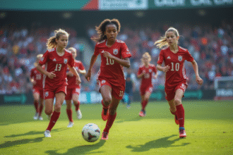 Jeunes jouant un match de football intense en extérieur