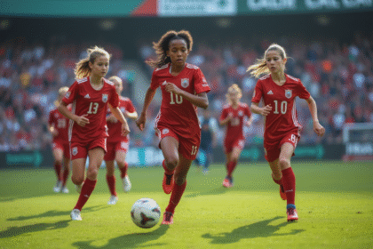 Jeunes jouant un match de football intense en extérieur
