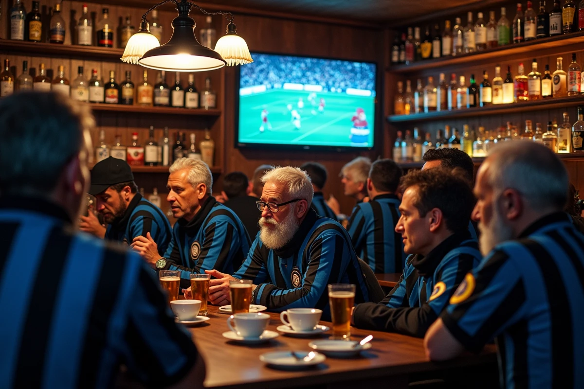Supporters de l'Inter Milan réunis dans un bar milanais traditionnel un soir de match