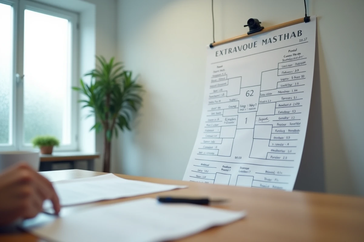 Tableau de tirage au sort officiel de la Coupe de France Pays de la Loire affiché dans un bureau de fédération sportive